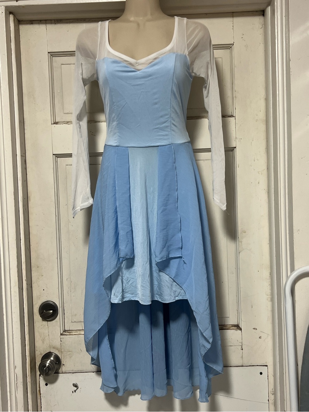 Disney Elsa Dress Hot Topic S Light Blue High-Low Sheer White Sleeves